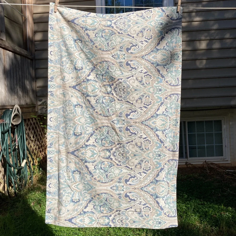POTTERY BARN Paisley Rosalie Blue Cream Tan Pillow Sham Case Size King